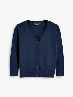 Next Navy Blue Cotton Rich School V-Neck Cardigan (3-16yrs) New