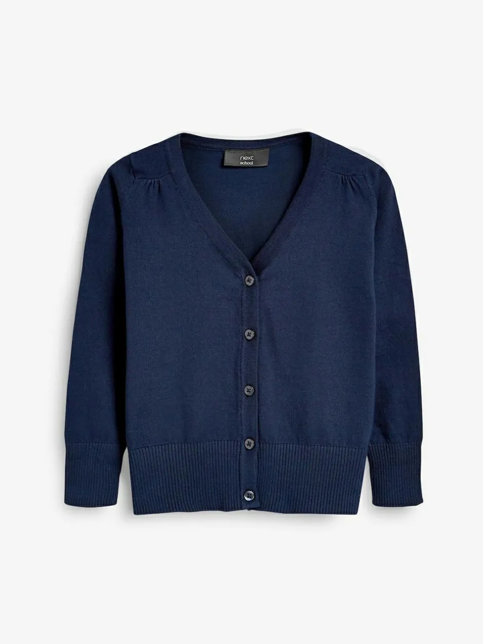 Next Navy Blue Cotton Rich School V-Neck Cardigan (3-16yrs) New