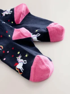 Next Navy Blue Cotton Rich Unicorn Tights New