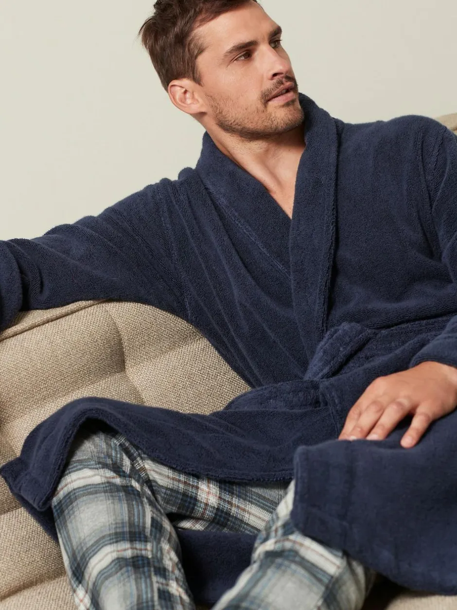 Next Navy Blue Cotton Towelling Dressing Gown Clearance