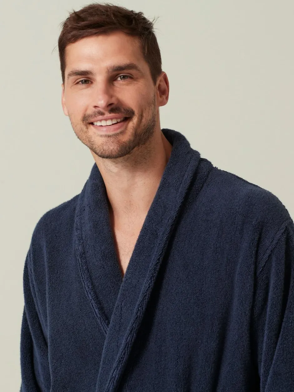 Next Navy Blue Cotton Towelling Dressing Gown Clearance