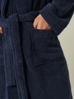 Next Navy Blue Cotton Towelling Dressing Gown Clearance