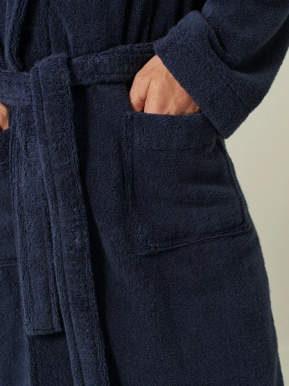 Next Navy Blue Cotton Towelling Dressing Gown Clearance
