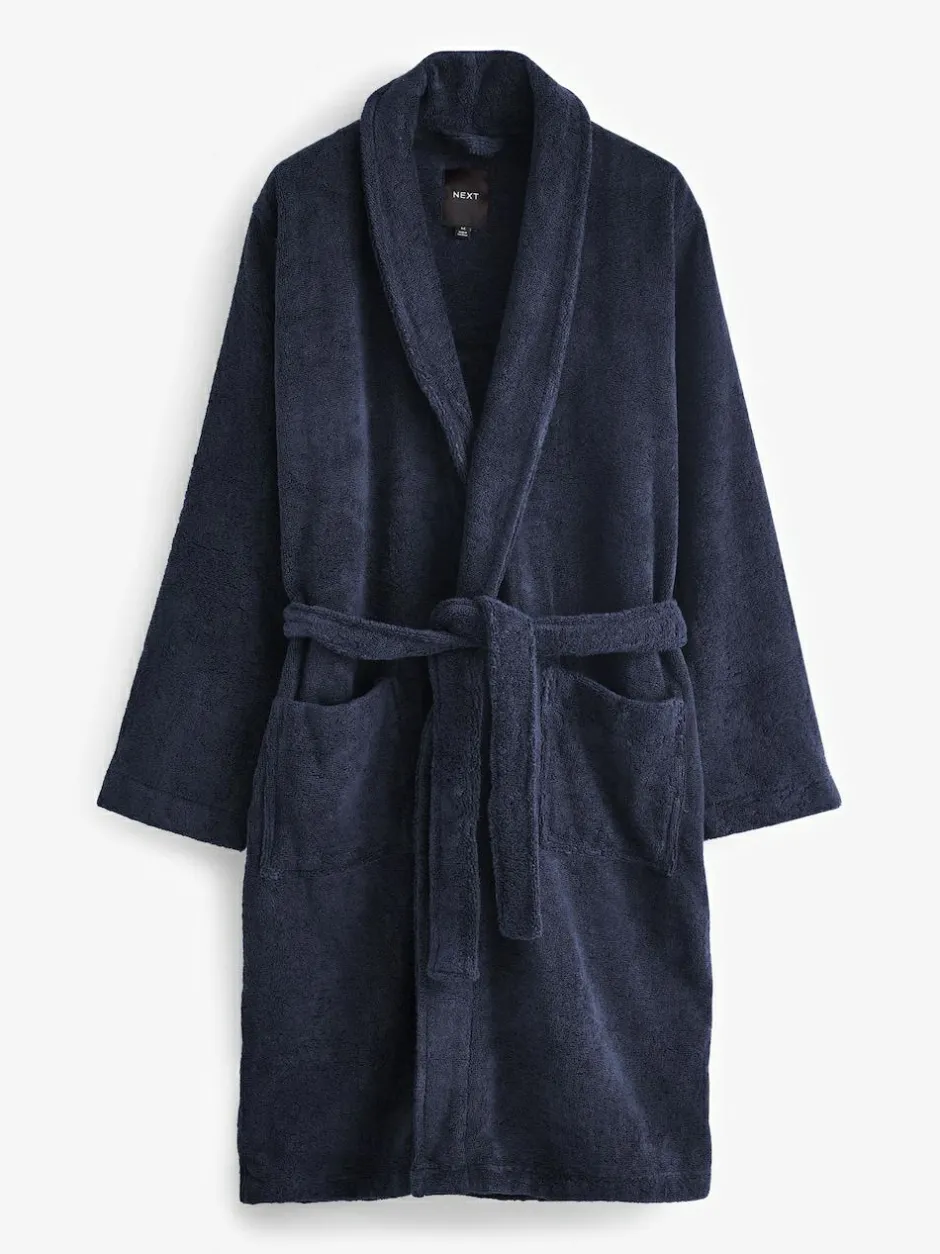 Next Navy Blue Cotton Towelling Dressing Gown Clearance