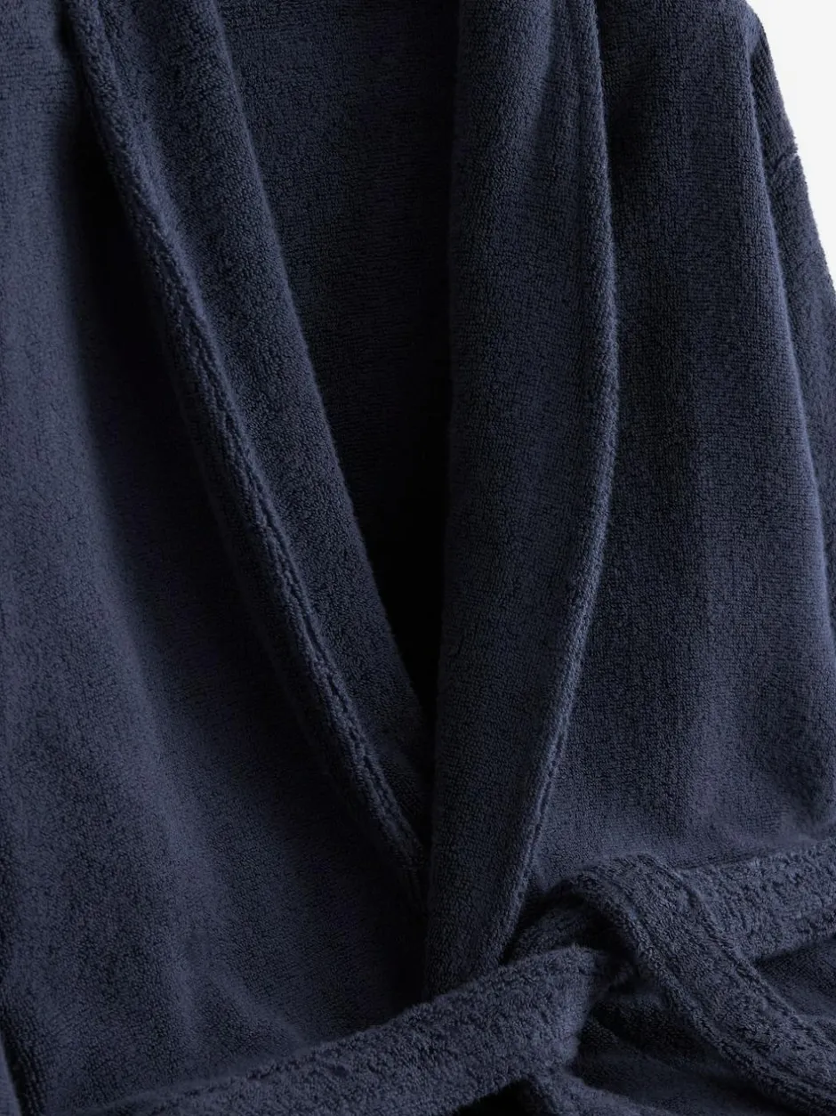 Next Navy Blue Cotton Towelling Dressing Gown Clearance