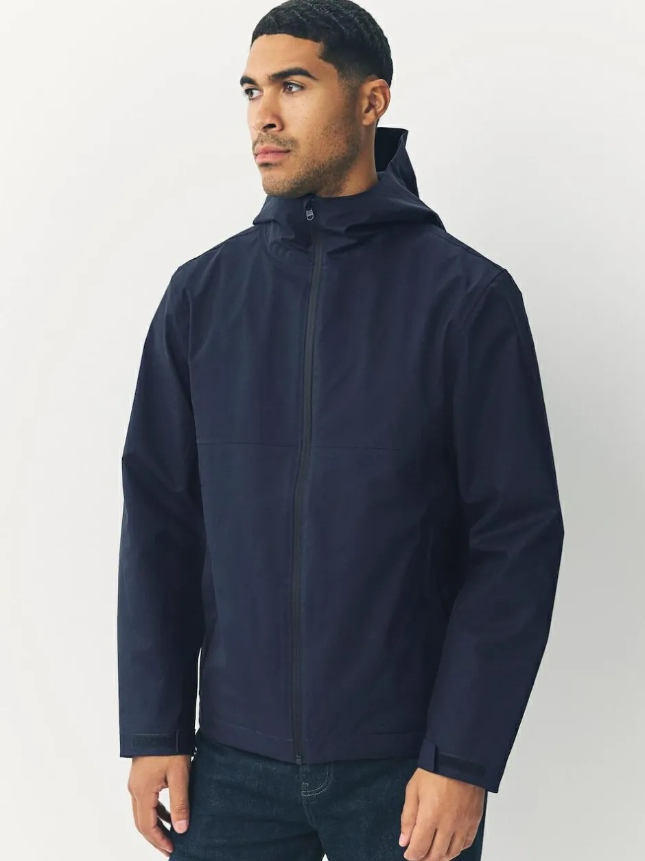 Next DryTech Waterproof Hooded Jacket Navy Blue Clearance