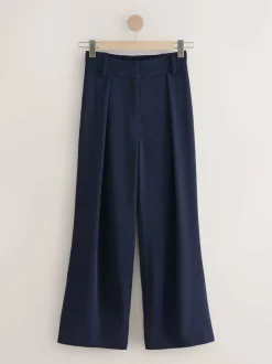 Next Elastic Back Wide Leg Trousers Navy Blue Sale