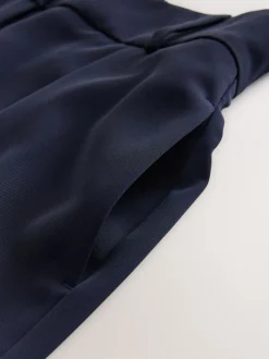 Next Elastic Back Wide Leg Trousers Navy Blue Sale