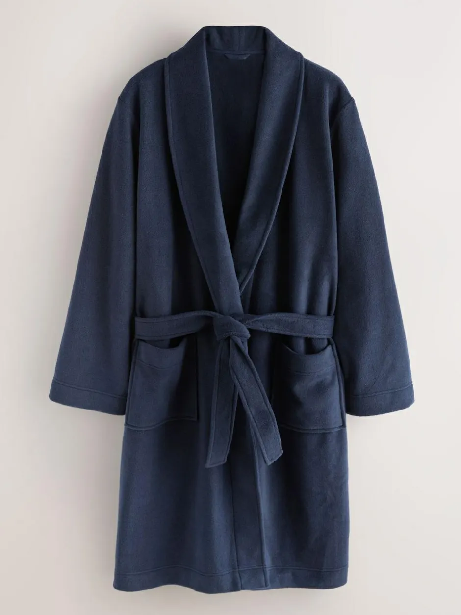 Next Navy Blue Fleece Dressing Gown Clearance