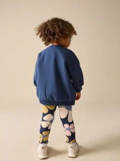 Next Sweatshirt and Leggings Set (3mths-7yrs) Navy Blue Flower New