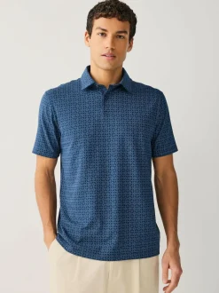 Next Navy Blue Geo Regular Fit Short Sleeve Jersey Polo Shirts 3 Pack Hot
