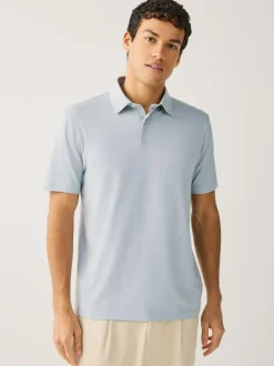 Next Navy Blue Geo Regular Fit Short Sleeve Jersey Polo Shirts 3 Pack Hot