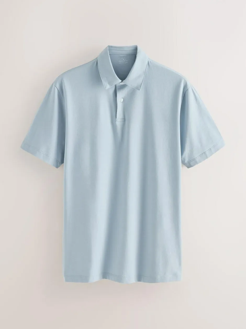 Next Navy Blue Geo Regular Fit Short Sleeve Jersey Polo Shirts 3 Pack Hot