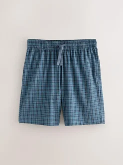 Next Navy Blue Jersey Check Pyjamas Shorts 2 Pack Hot