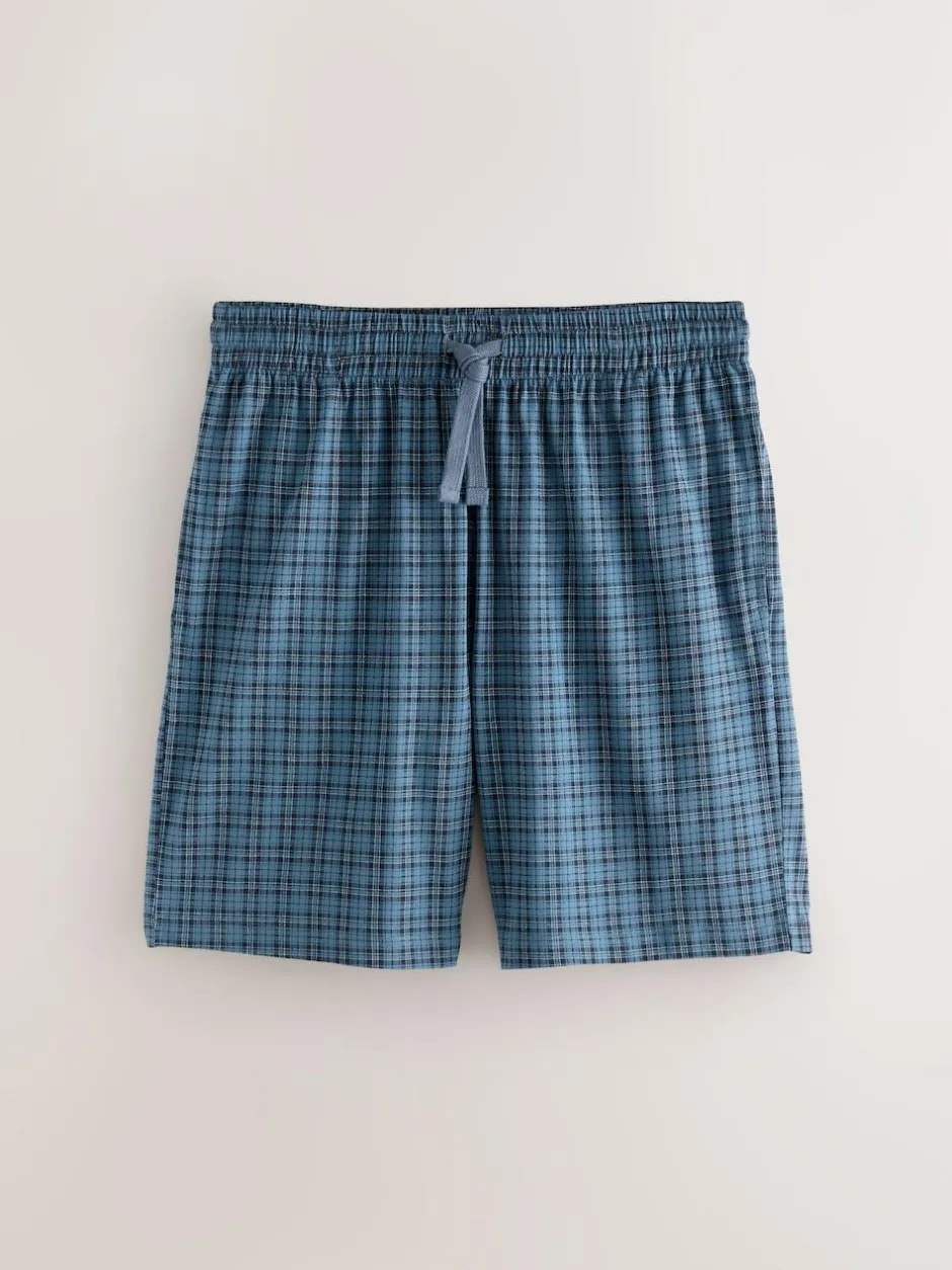 Next Navy Blue Jersey Check Pyjamas Shorts 2 Pack Hot
