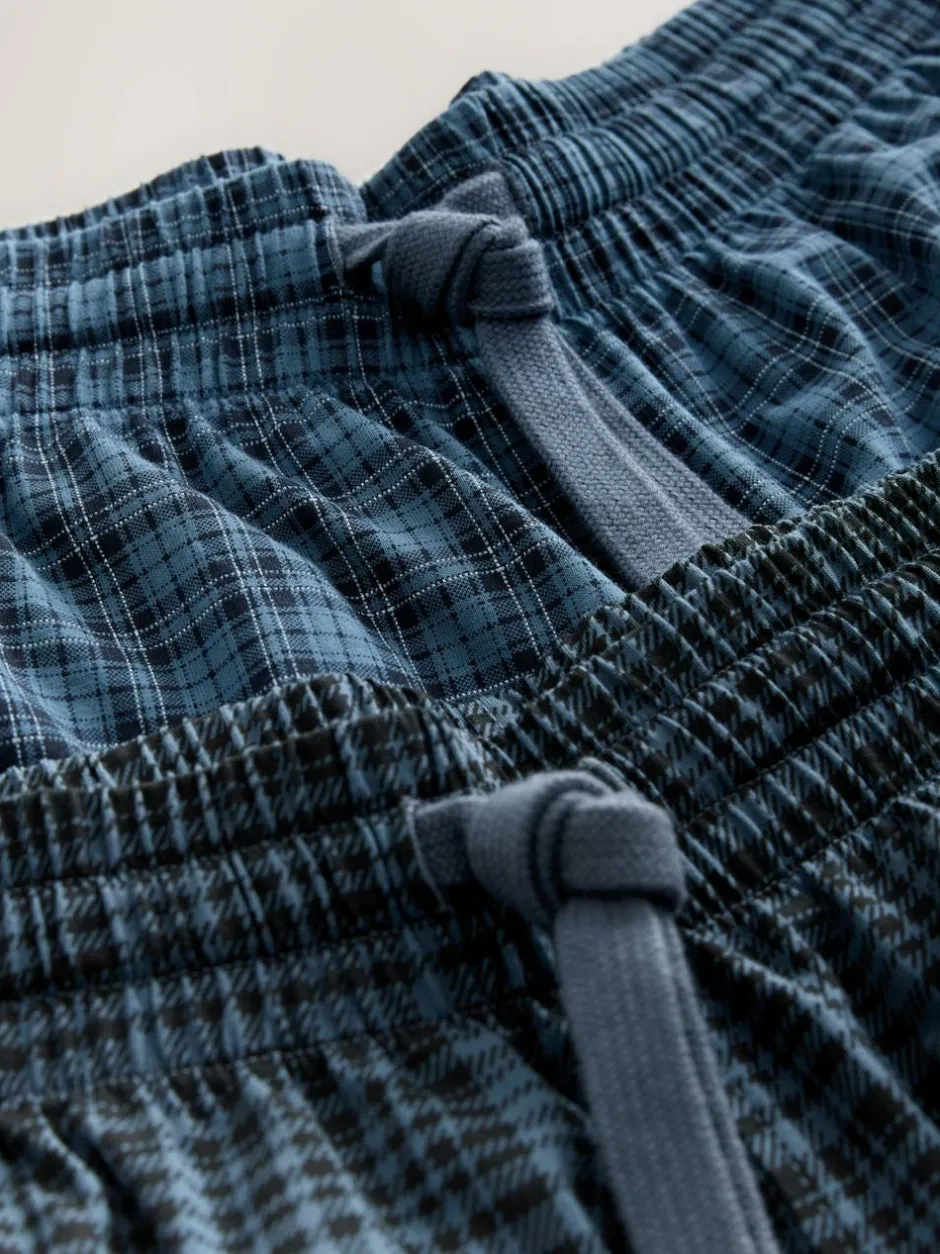 Next Navy Blue Jersey Check Pyjamas Shorts 2 Pack Hot