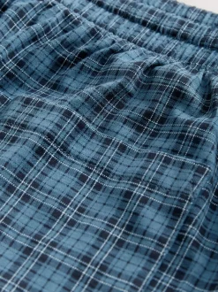 Next Navy Blue Jersey Check Pyjamas Shorts 2 Pack Hot