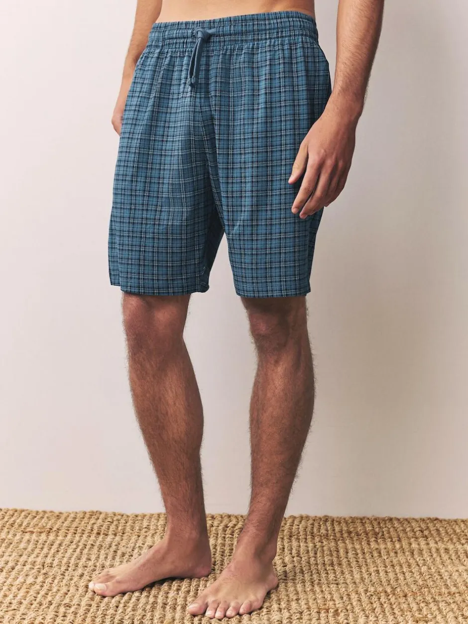 Next Navy Blue Jersey Check Pyjamas Shorts 2 Pack Hot