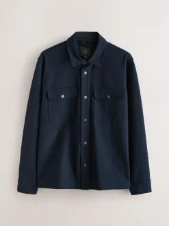 Next Navy Blue Jersey Twill Popper Shacket New
