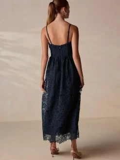 Next Navy Blue Lace Bandeau Midi Dress