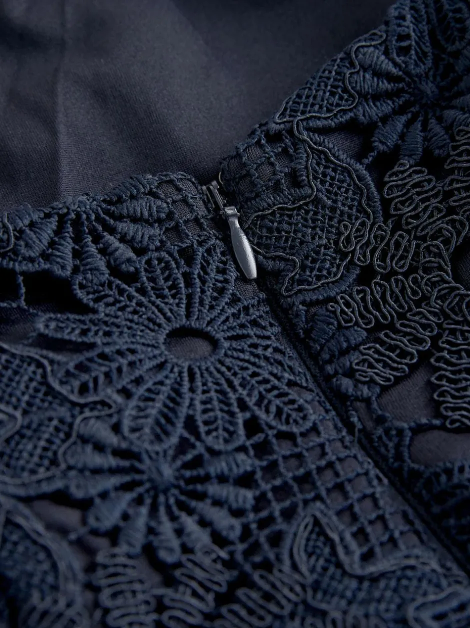 Next Navy Blue Lace Bandeau Midi Dress
