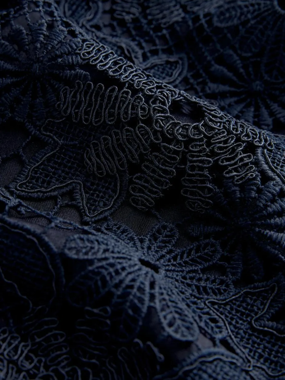 Next Navy Blue Lace Bandeau Midi Dress