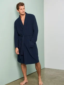 Next Lightweight Waffle Dressing Gown Navy Blue Best