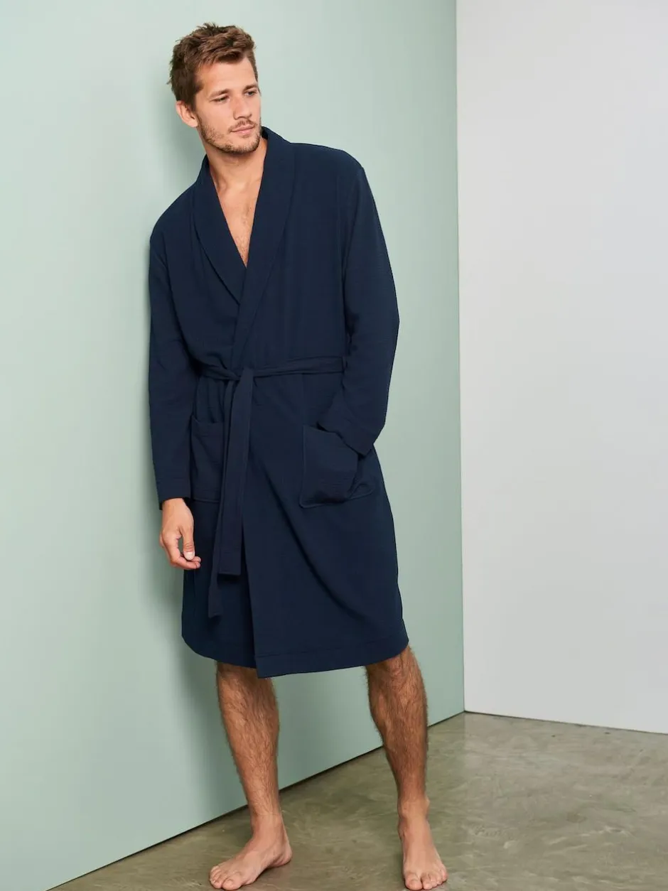 Next Lightweight Waffle Dressing Gown Navy Blue Best