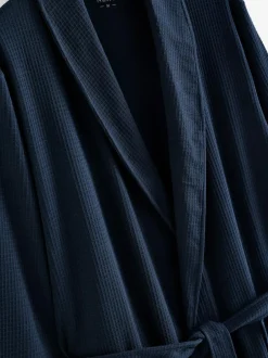 Next Lightweight Waffle Dressing Gown Navy Blue Best