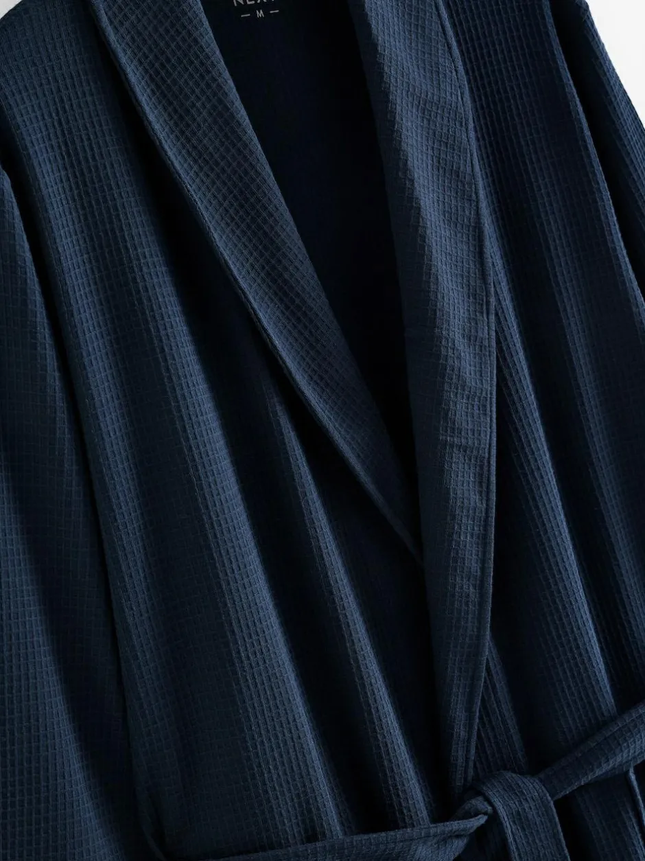 Next Lightweight Waffle Dressing Gown Navy Blue Best