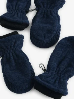 Next Navy Blue Marl Fleece Mittens 2 Pack (3mths-6yrs) Outlet
