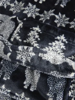 Next Navy Blue Matching Family Christmas Fairisle Pattern Hamish The Highland Cow Dressing Gown Best