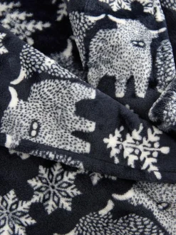 Next Navy Blue Matching Family Christmas Fairisle Pattern Hamish The Highland Cow Dressing Gown Best