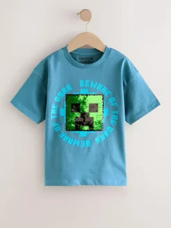 Next Navy Blue Minecraft Sequin T-Shirt (3-16yrs) Online