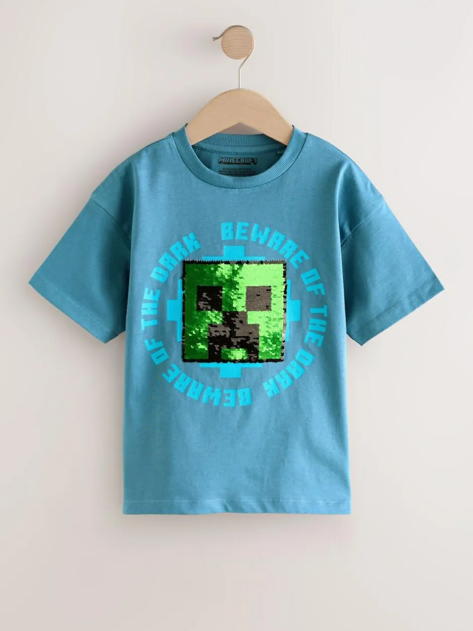Next Navy Blue Minecraft Sequin T-Shirt (3-16yrs) Online