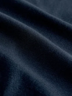 Next Muscle Fit Cotton Rich Short Sleeve Knit Polo Shirt Navy Blue Outlet