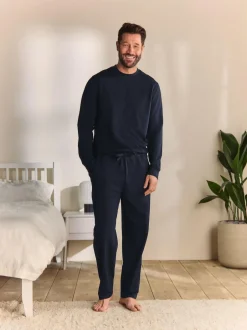 Next Open Loopback Soft Touch Cuffed Joggers Navy Blue Hot
