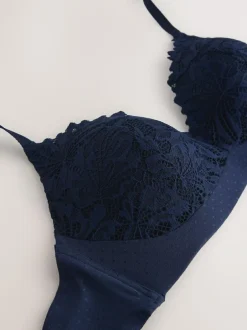 Next Navy Blue Pad Non Wire Lace Ultimate Comfort Bra Online