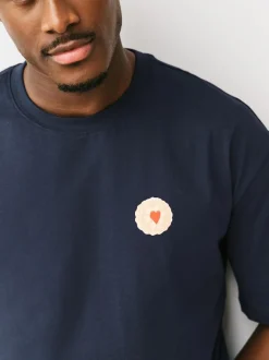 Next Navy Blue Printed Short Sleeve Jersey Pyjamas Set Best