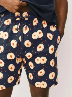 Next Navy Blue Printed Short Sleeve Jersey Pyjamas Set Best