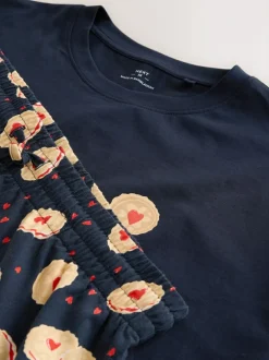 Next Navy Blue Printed Short Sleeve Jersey Pyjamas Set Best