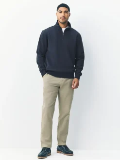 Next Navy Blue Quarter Zip Cotton Rich Jersey Sweatshirt Discount