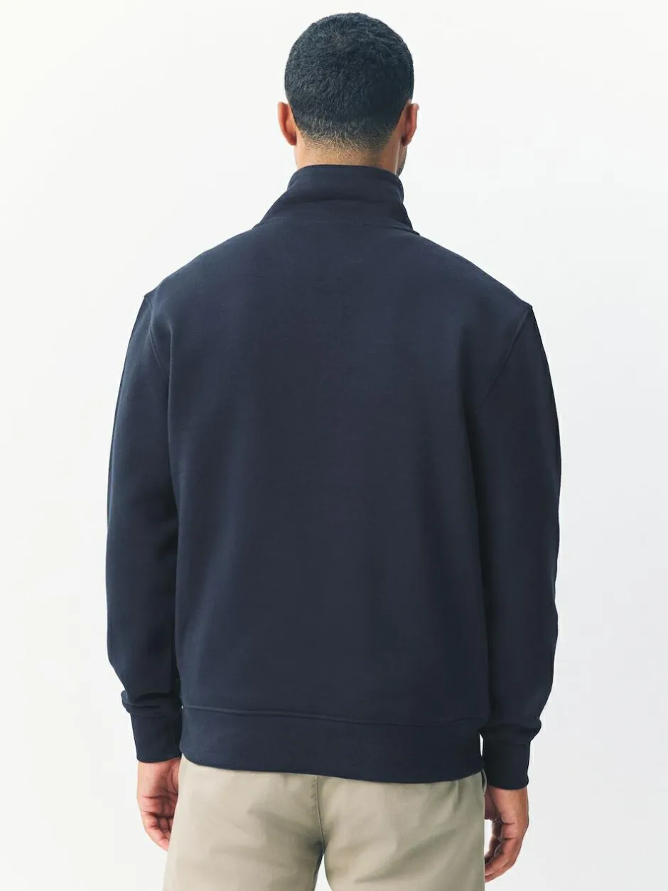 Next Navy Blue Quarter Zip Cotton Rich Jersey Sweatshirt Discount