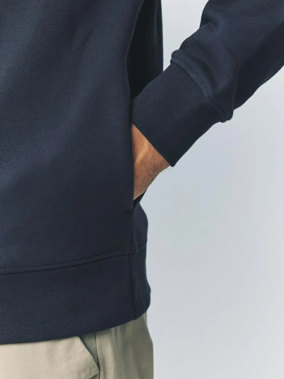 Next Navy Blue Quarter Zip Cotton Rich Jersey Sweatshirt Discount