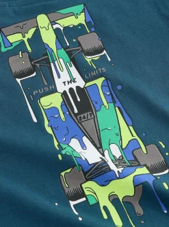 Next Navy Blue Racing Car Relaxed Fit Graphic Long Sleeve Cotton T-Shirt (3-16yrs)