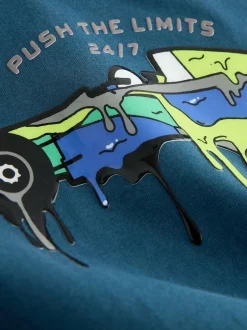 Next Navy Blue Racing Car Relaxed Fit Graphic Long Sleeve Cotton T-Shirt (3-16yrs)