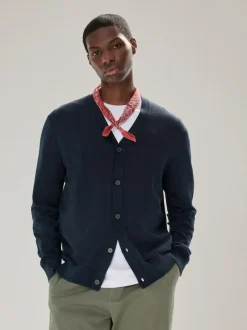Next Regular Fit Cotton Rich Cardigan Navy Blue Hot