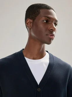 Next Regular Fit Cotton Rich Cardigan Navy Blue Hot