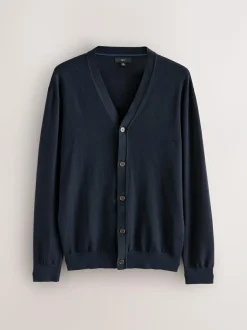 Next Regular Fit Cotton Rich Cardigan Navy Blue Hot