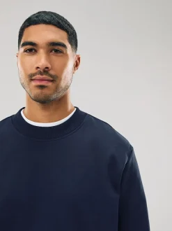 Next Navy Blue Regular Fit Heavyweight Cotton Rich Crew Neck Sweatshirt New